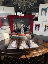 Swarovski SCS Pierrot Columbine Harlequin Masquerade Trilogy w/Base Theatre Cert