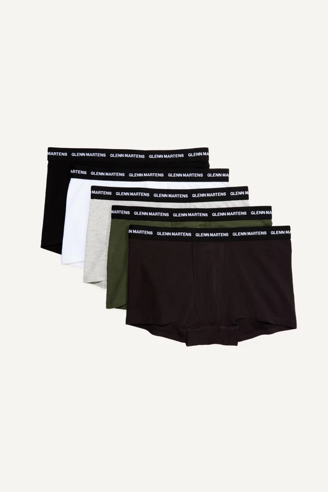 Paquete de 5 calzoncillos cortos para hombre H&M x Glenn Martens ropa interior parte inferior colores lisos Foto 4 de 4