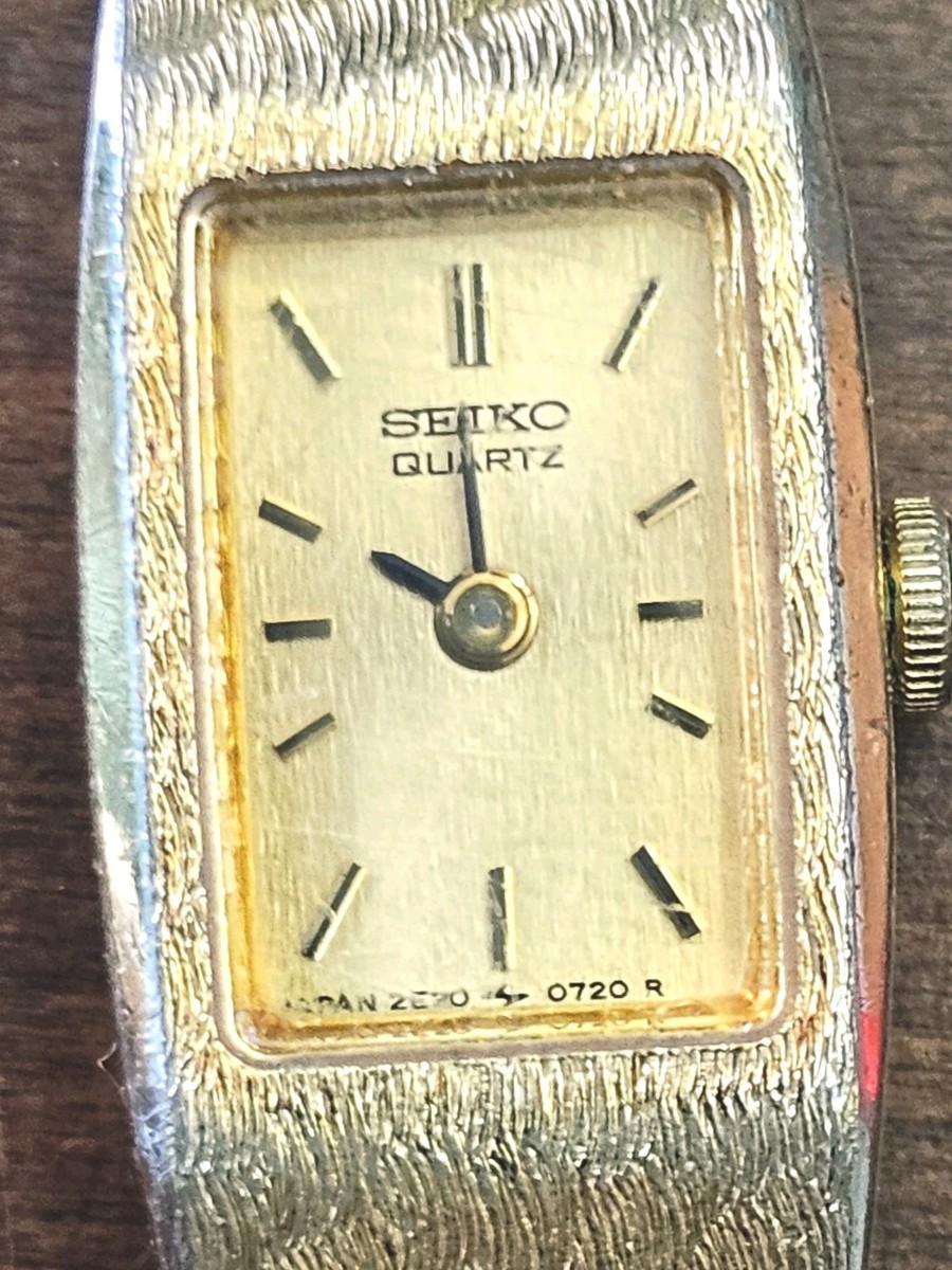 Vintage Seiko Watch Ultra Thin Gold Women's Quartz Rectangle 2E20