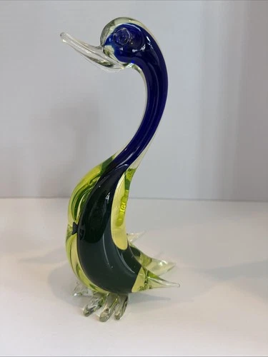 Vintage MCM Murano Sommerso Swan Duck Uranium Glass
