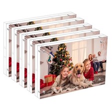 NIUBEE 5x7 Acrylic Picture Frame 5 Pack, 20 Thicker Block Clear Double Sided Ph