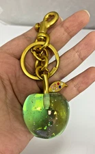 Green Apple Keychain Bag Charms, Metal Brass Green Apple Women Cute Gifts