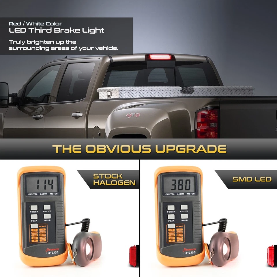 Full LED Red Clear 3rd Third Brake Cargo Light For 2014-2018 Silverado Sierra Foto 3 de 4