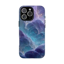 Phone Ink - Custom Case - Purple Teal Sparkling Clouds