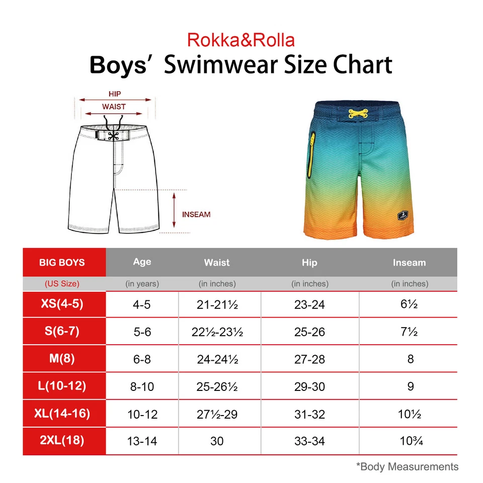 Rokka&Rolla Boys' 4-Way Stretch Swim Trunks Board Shorts Bathing Suit Swimwear - Image 3 of 3