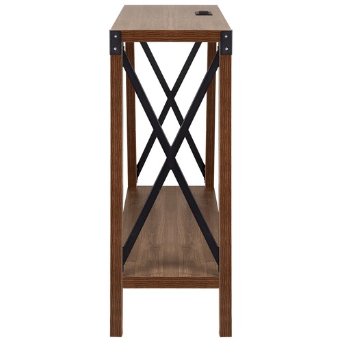 Rectangular Wood Console Table Multifunction Metal W/ AC Power USB Charging Port - Picture 7 of 8