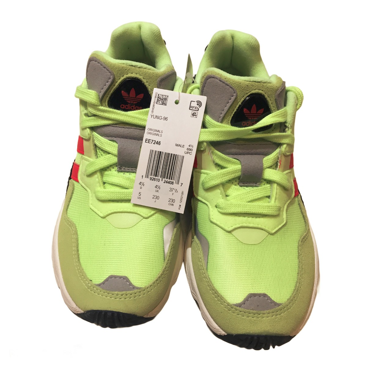 New ADIDAS MEN'S YUNG-96 HI RES YELLOW /SOLAR RED/ WHITE SNEAKER