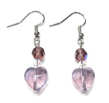 Handmade Purple Heart Earrings Women Gift Valentine's Day