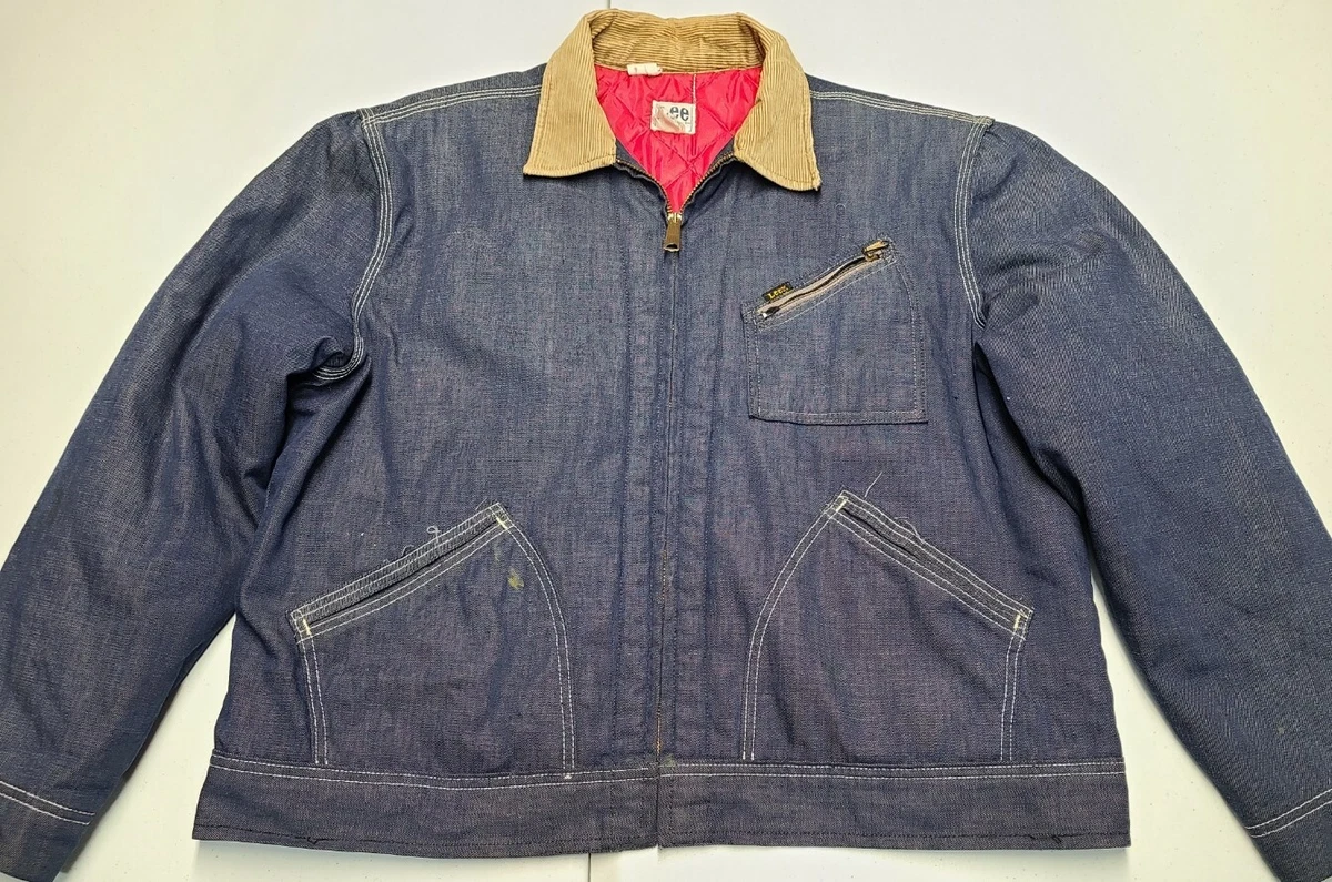 Men's Vintage 60s-70s Lee 91-LB 191-LB Blue Denim Insulated Work Jacket size XL
