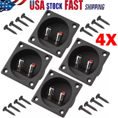 4x Speaker Box Terminal 2 Wire Round Spring Cup Connector Subwoofer Enclosures