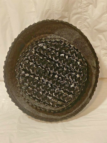 Original Vtg Ladies Black Straw Hat Caroline 1960's Mourning Funeral Church - Picture 4 of 9