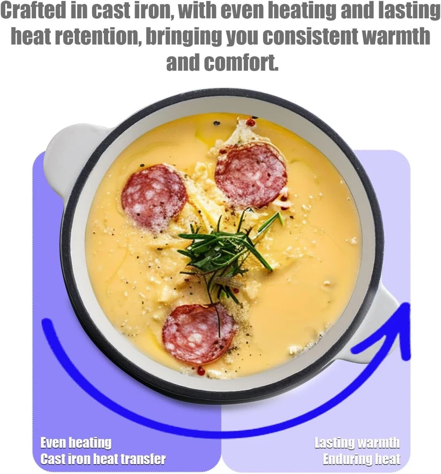 Juego de Fondue de Hierro Fundido Juego de Fondue de Carne Suiza con 6 Tenedores de Fondue Blanco Foto 4 de 4