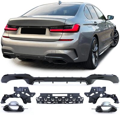 Sport Heckdiffusor Glanz + Endrohre 340 Look passt für BMW 3er G20 G21 320 330