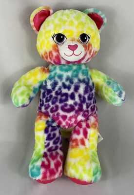 Rainbow Spotted Leopard Build A Bear Kitty Cat  Plush 17''  Has A Heart Beat