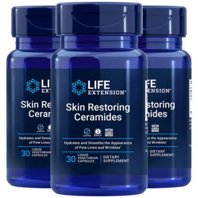 Skin Restoring Ceramides, 3X30 Veggie Caps Life Extension phytoceramides