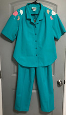 Vintage City Girl Turquoise Cotton Pantsuit Set Size 11/12 โ Made in USA.