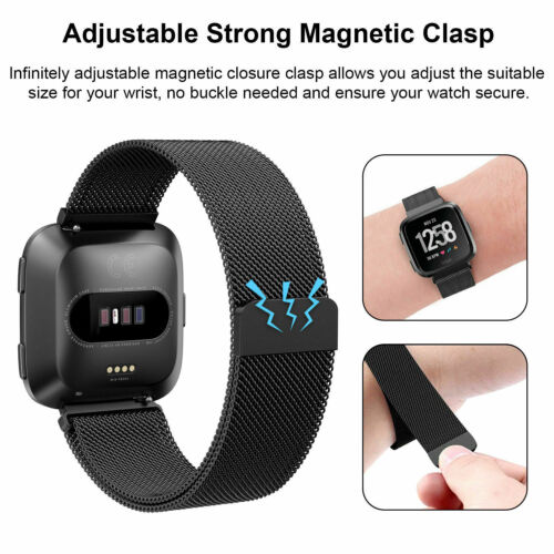 Magnetic Milanese metal For Fitbit Versa / 2 Watch Wrist Band Strap Bracelet - Picture 5 of 13