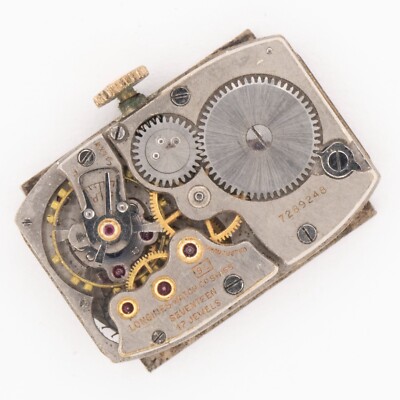 Vintage Longines Caliber 9L 17-Jewel Wristwatch Movement, Diamond Dial