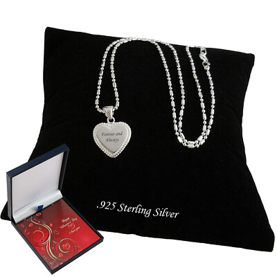 Personalisierte Kette Herz Anhänger 925 Sterling Silber Gravur Valentines
