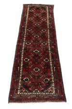 Orientteppich Handgeknüpft Hamadan Läufer 294 x 87 cm Unbenutzt Fein Perser Rot
