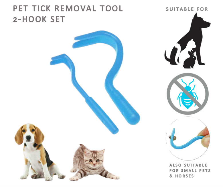 2Pc Pet Tick Safe Remover - Dog Cat Horse Rabbit Twist Tick Removal Tweezer Hook