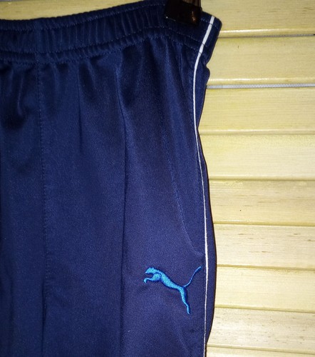 Size 7 Youth Kid Elastic Waist Athletic Sweat Pants Navy with White Stripe - Picture 2 of 3