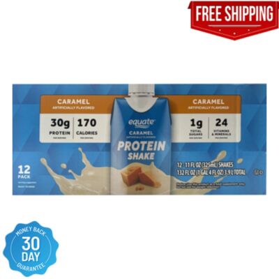 Equate High Performance Protein Nutrition Shake, Caramel, 11 fl oz, 12 Count.