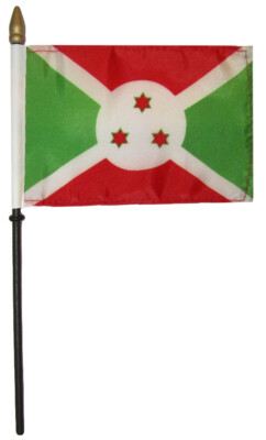 Wholesale Lot of 12 Burundi 4''x6'' Flag Desk Table Wooden Stick Staff