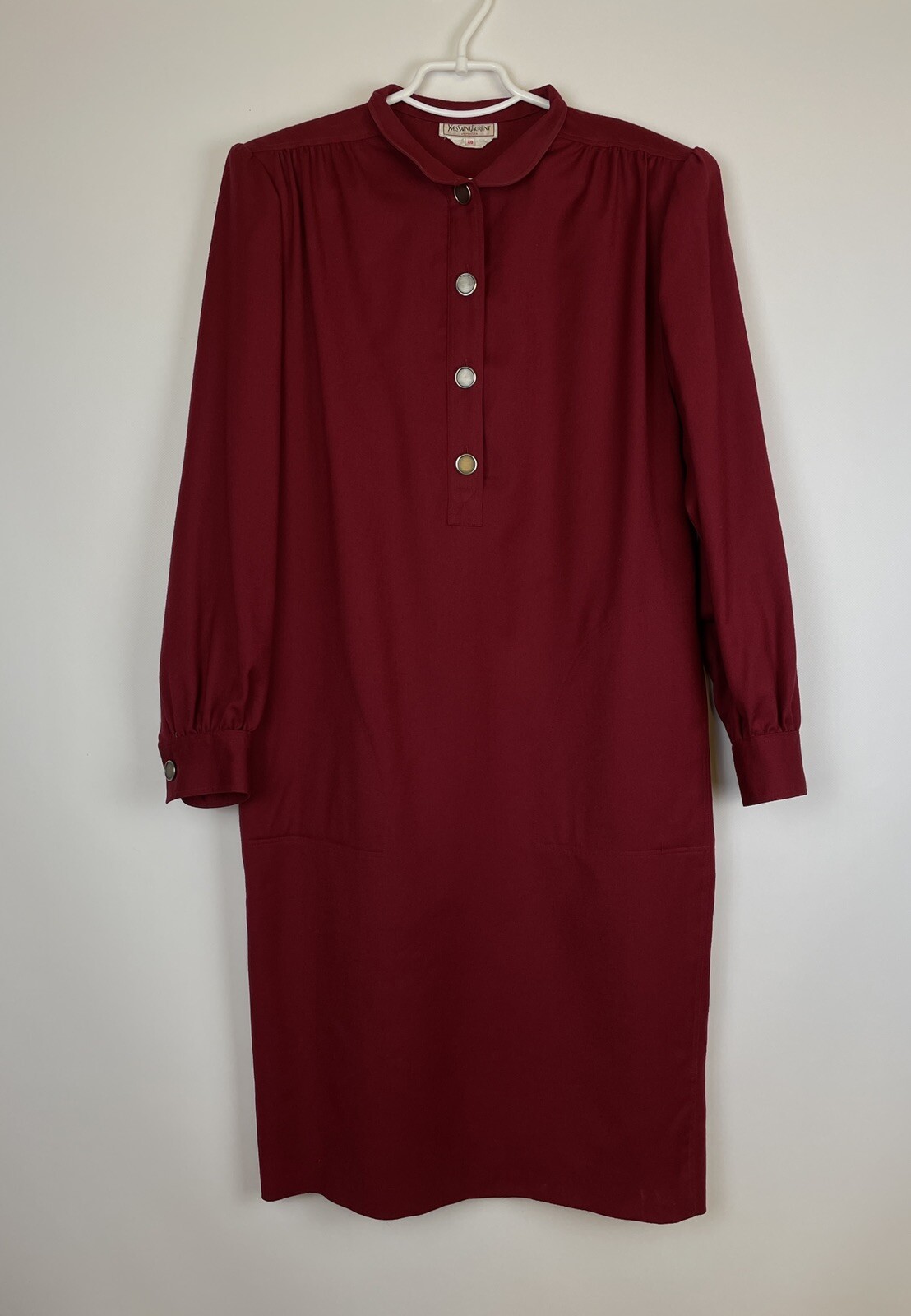 Abito vintage Yves Saint Laurent variante lana bordeaux raro Francia taglia 46
