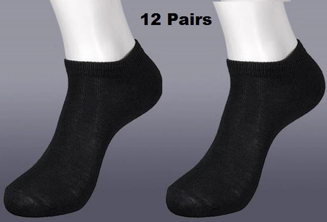 12 pares de calcetines NEGROS tobillo spandex corte bajo talla 9-11 hombres mujeres #70033 BT-A Foto 3 de 4