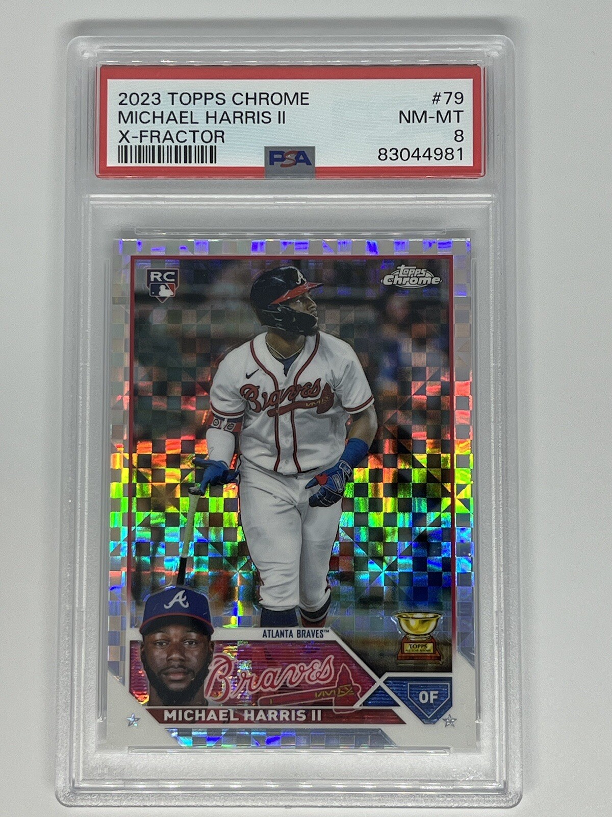 2023 Topps Chrome #79 MICHAEL HARRIS II RC X-Fractor Refractor BRAVES PSA 8