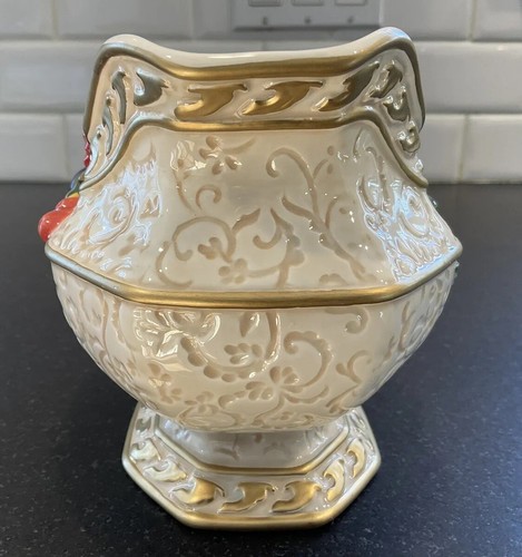 NEW FITZ & FLOYD CLASSICS LARGE SAUCE GRAVY BOAT EMBOSSED FRUIT - Picture 6 of 9
