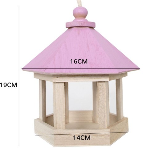 1x Wild Bird Feed Dispenser Wooden Bird Feeder Bird House With Roof Yard Decorat - Picture 3 of 9