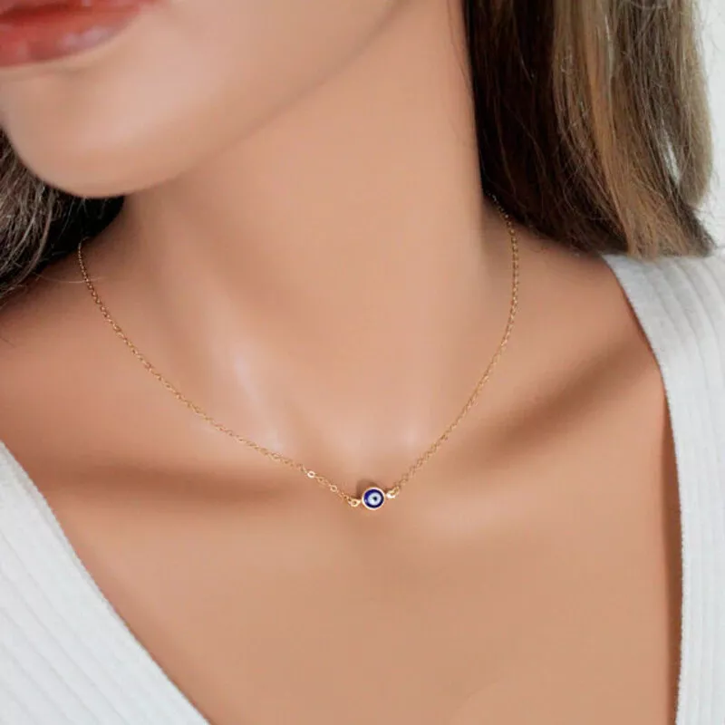 Gold evil eye pendant hotsell necklace