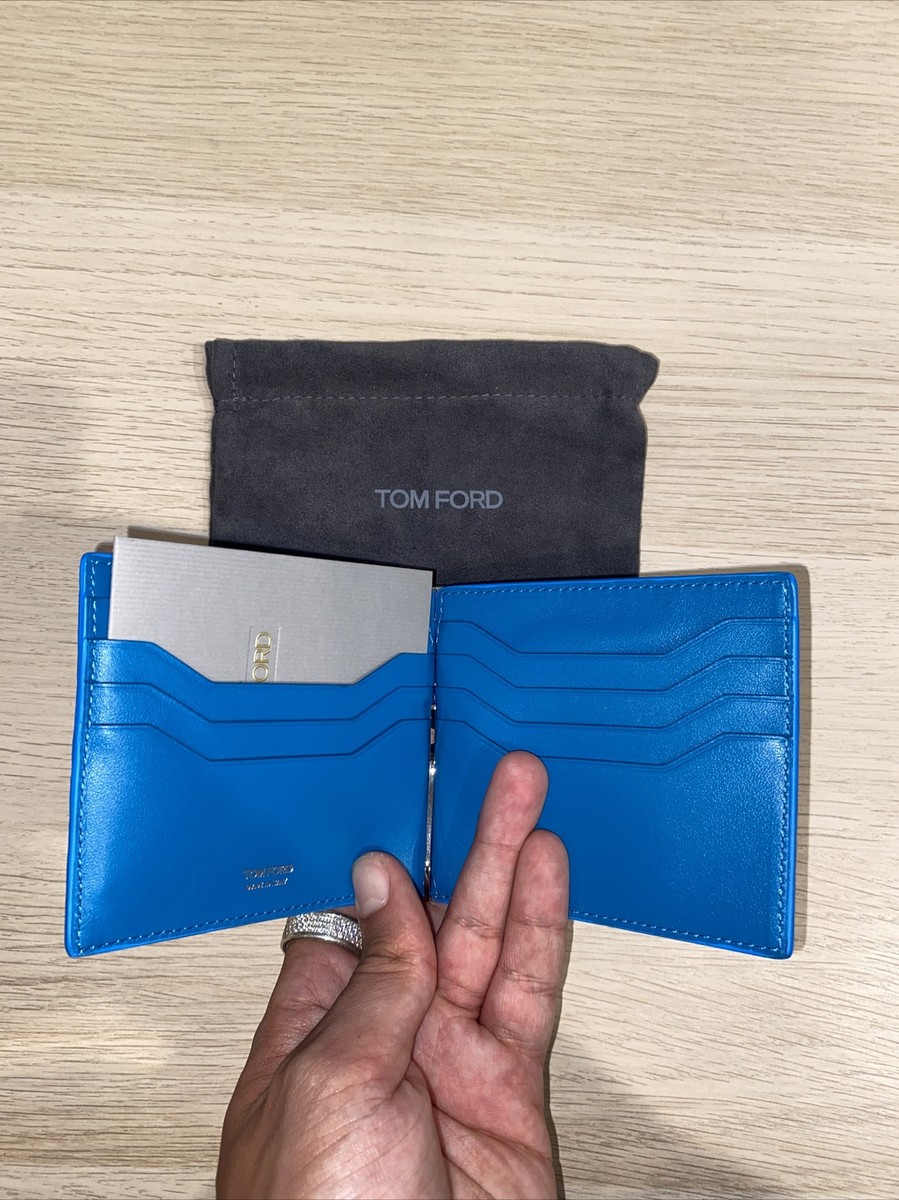 NEW TOM FORD Teal Crocodile Skin Bifold Men's Luxury Money