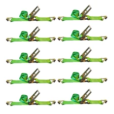 10 Pack Heavy Duty 4" x 30' Ratchet Tie Down Strap w/ J Hook WLL 5400 LBS GREEN