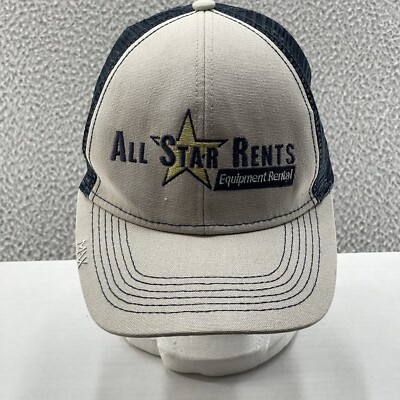 All Star Rents Equipment Rental Baseball Cap Beige Balck Mesh Crew Hat Employee