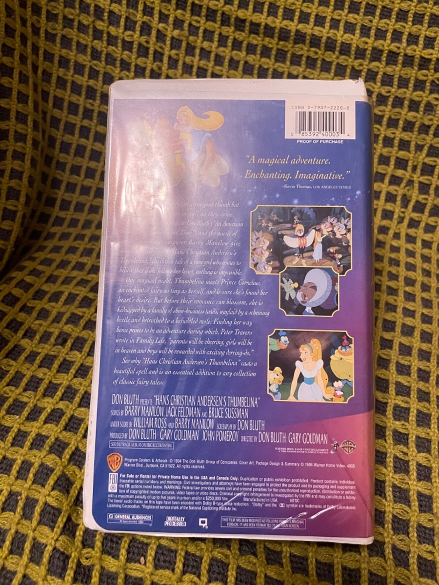 VHS Hans Christian Andersen's Thumbelina Barry Manilow Jack