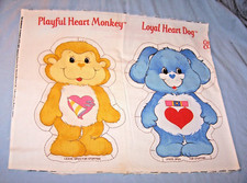 Vintage 1985 Care Bear Cousins-Playful Heart Monkey/Loyal Heart Dog-Cut and Sew