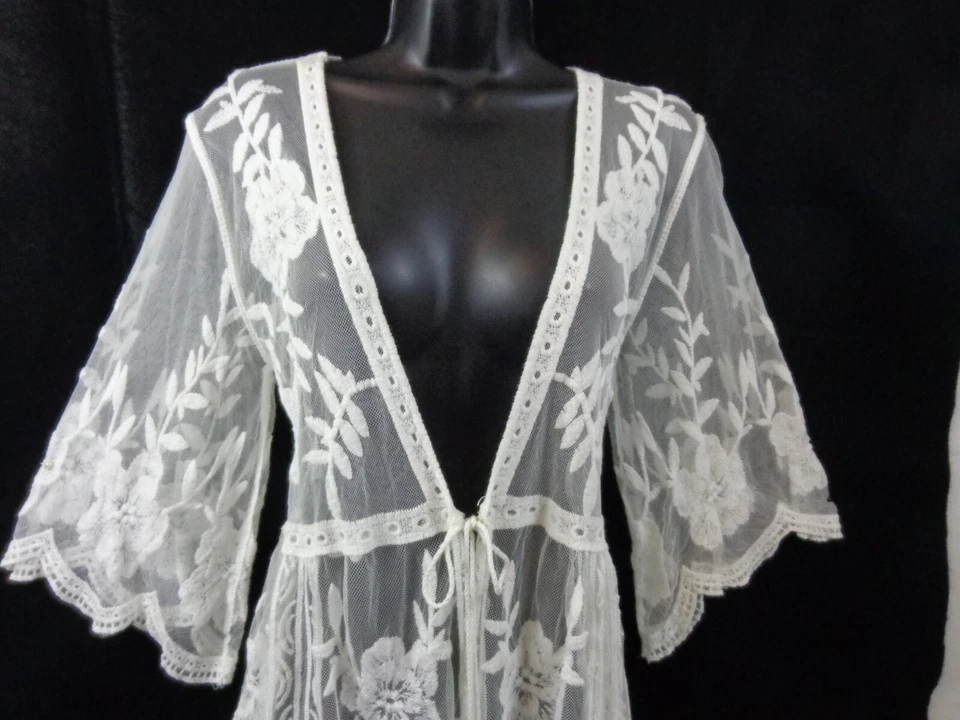 Ana & Rose Lace Cover-Up Women's M White Embroidered Cardigan New With Tags - Image 2 of 4