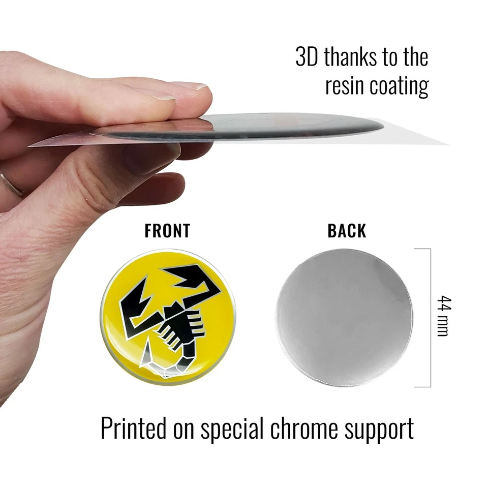 Adesivo per Abarth Ufficiale 3D Scorpione Giallo Diametro 44 mm - Immagine 3 di 4