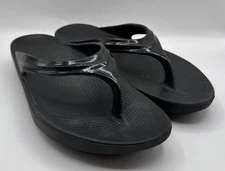 OOFOS OOLALA Luxe Flip Flop Womens Size 11 Thong Recovery Sandals Black