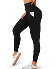 Leggings with Pockets for Women, High Waisted Tummy Control Workout Black Hip...