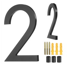 6" Acrylic Modern Floating House Numbers for Outside Address Number 2, Black 