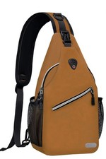 Sling Backpack, Multipurpose Crossbody Shoulder Bag Travel Hiking Medium Brown