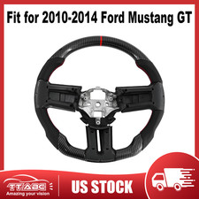 Carbon Fiber Black Steering Wheel Fits 2010-2014 Ford Mustang Gt Red Stitching Carbon Fiber Black Steering Wheel Fits 2010-2014 Ford Mustang Gt Red Stitching