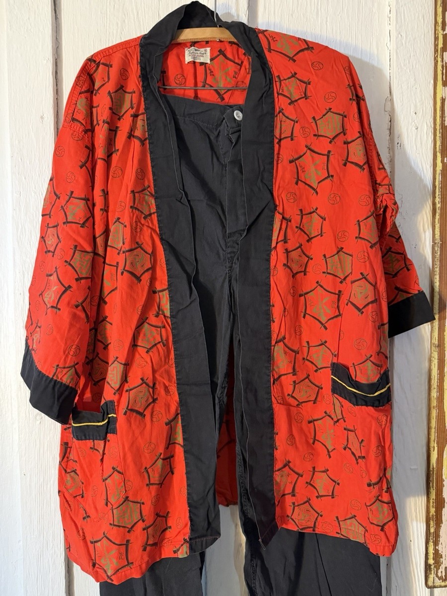 VTG Pleetway Sanforized 100% Cotton Kimo Jama Pajama Set Red/Black View 4