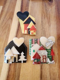 Lot of 3 Lucinda House & Hearts & Christmas Pins Brooches Sparkles Moon Tree