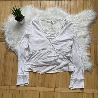 Rare Vintage Hollister White Longsleeve Babydoll Top Size S