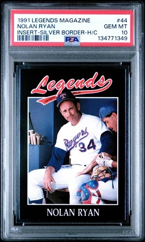 1991 Legends Magazine #44 Nolan Ryan Silver Hand Cut HOF - PSA 10 GEM MINT